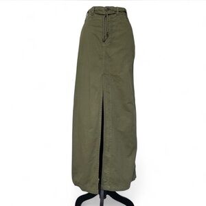 Free People Utility Chino Olive Green Maxi Skirt-NWOT
